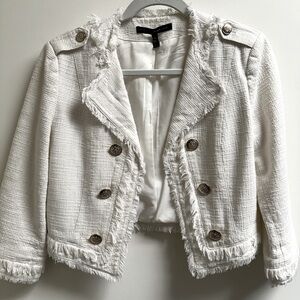 White House Black Market blazer, white with fringe